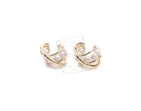 ERG-2083-G【2個入り】パールラウンドイヤーカフ/Pearl Round Earcuffs Earrings 1枚目の画像