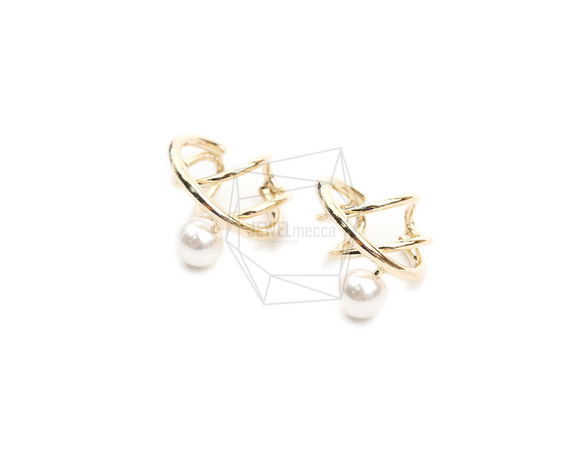 ERG-2084-G【2個入り】パールラウンドイヤーカフ/Pearl Round Earcuffs Earrings 2枚目の画像