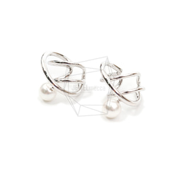 ERG-2084-R【2個入り】パールラウンドイヤーカフ/Pearl Round Earcuffs Earrings 2枚目の画像