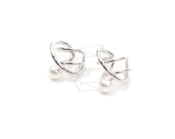 ERG-2084-R【2個入り】パールラウンドイヤーカフ/Pearl Round Earcuffs Earrings 2枚目の画像