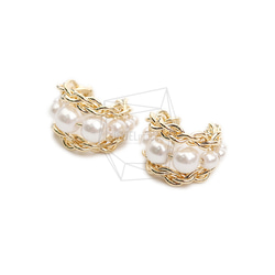 ERG-2085-G【2個入り】パールラウンドイヤーカフ/Pearl Round Earcuffs Earrings 2枚目の画像