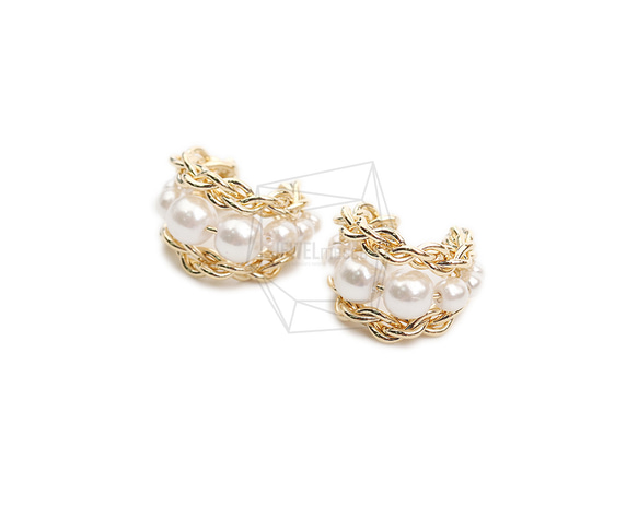 ERG-2085-G【2個入り】パールラウンドイヤーカフ/Pearl Round Earcuffs Earrings 2枚目の画像