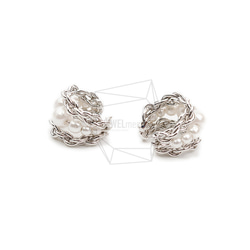 ERG-2085-R【2個入り】パールラウンドイヤーカフ/Pearl Round Earcuffs Earrings 3枚目の画像