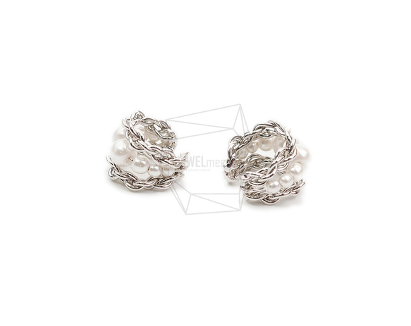 ERG-2085-R【2個入り】パールラウンドイヤーカフ/Pearl Round Earcuffs Earrings 3枚目の画像