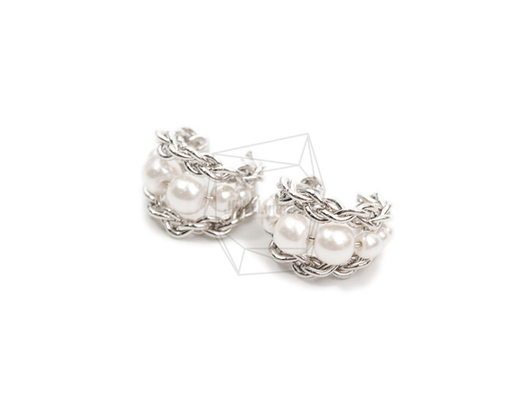 ERG-2085-R【2個入り】パールラウンドイヤーカフ/Pearl Round Earcuffs Earrings 2枚目の画像