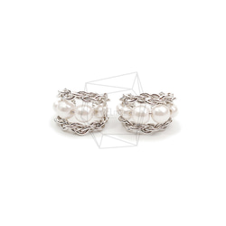 ERG-2085-R【2個入り】パールラウンドイヤーカフ/Pearl Round Earcuffs Earrings 1枚目の画像