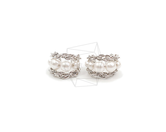 ERG-2085-R【2個入り】パールラウンドイヤーカフ/Pearl Round Earcuffs Earrings 1枚目の画像