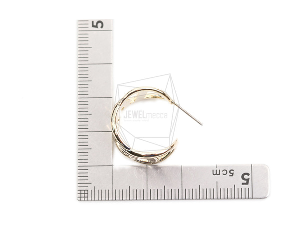 ERG-2086-G [2 件] 圓形耳環，圓形耳釘 / 18mm x 20mm 第5張的照片