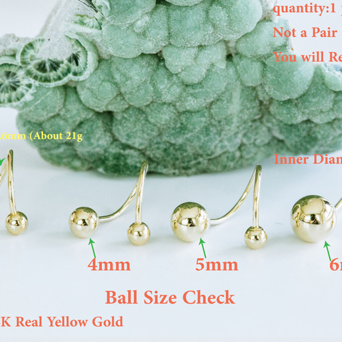 14K本物の金 ゴ トボール ラガス 耳 軟骨 ヘリックス ツイスト