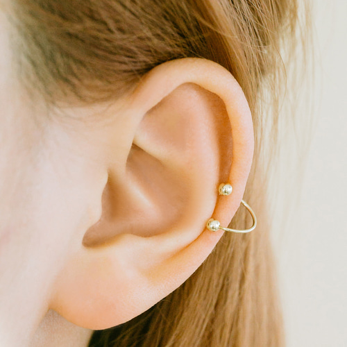 14K本物の金 ゴ トボール ラガス 耳 軟骨 ヘリックス ツイスト