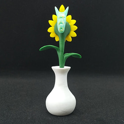 ひまわりと大村さん(置物)花瓶白c 5枚目の画像