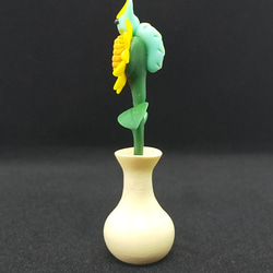 ひまわりと大村さん(置物)花瓶クリーム色c 4枚目の画像