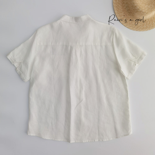 新品⭐︎CADUNEリネン100% 半袖シャツホワイト　定価24200円フリー 新品⭐︎CADUNEリネン100% 半袖シャツホワイト 定価24200円