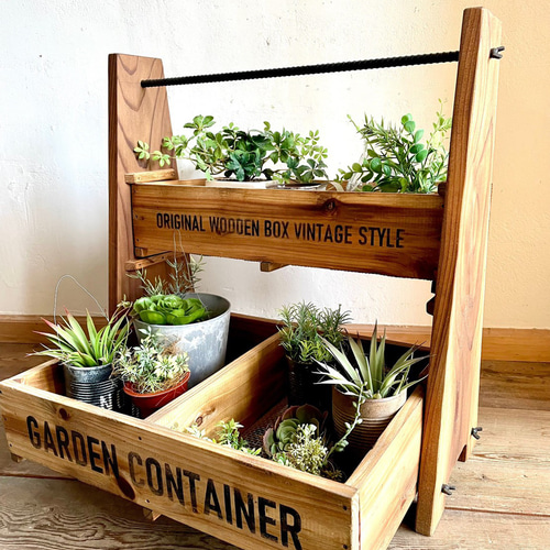 木とアイアンのプランタースタンド（脚のみ） フラワースタンド