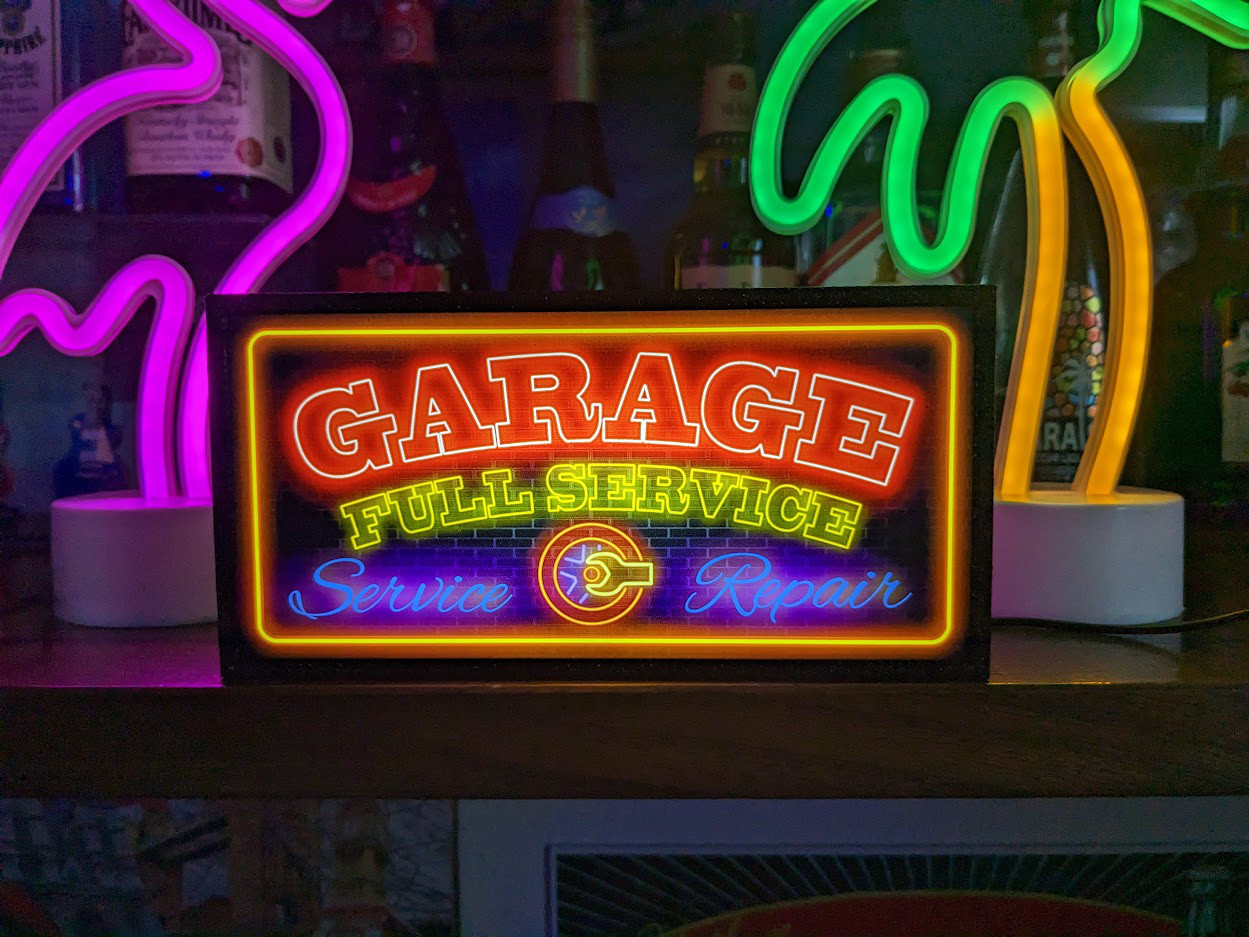 Lサイズ】ガレージ カーショップ 車 看板 置物 アメリカン雑貨 ライト