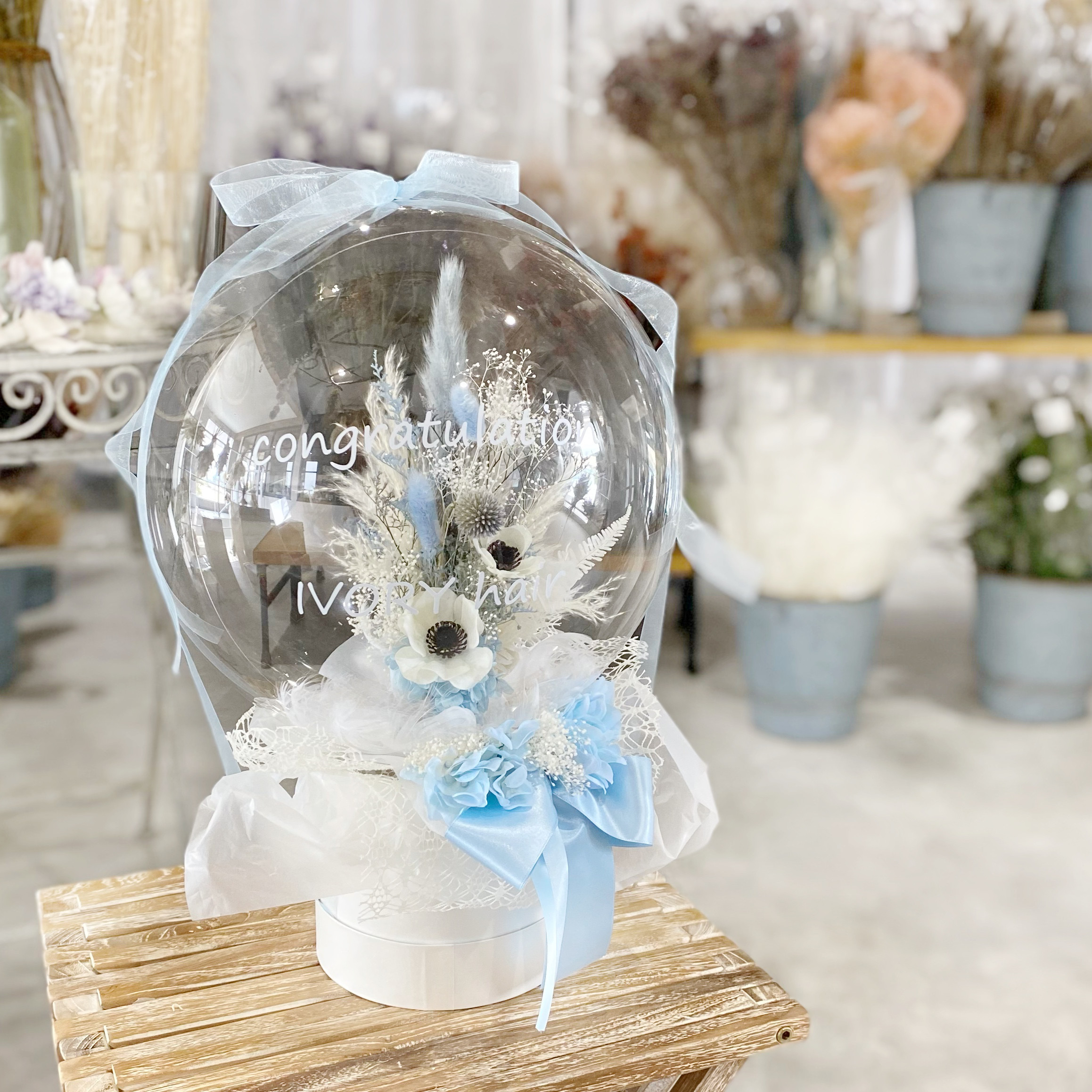 ２WAY　直径28cm お花屋さんのバルーンフラワー　203アネモネブルー　結婚祝い　誕生日　祝電　電報　両親贈呈 6,065円