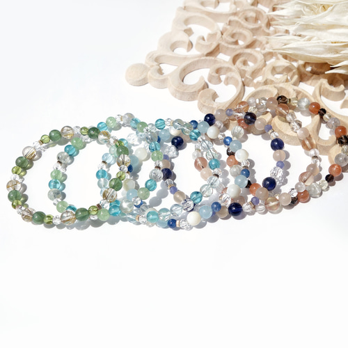 Rondo Bracelet [グリーンファントムクォーツ×ネオンブルーアパタイト 