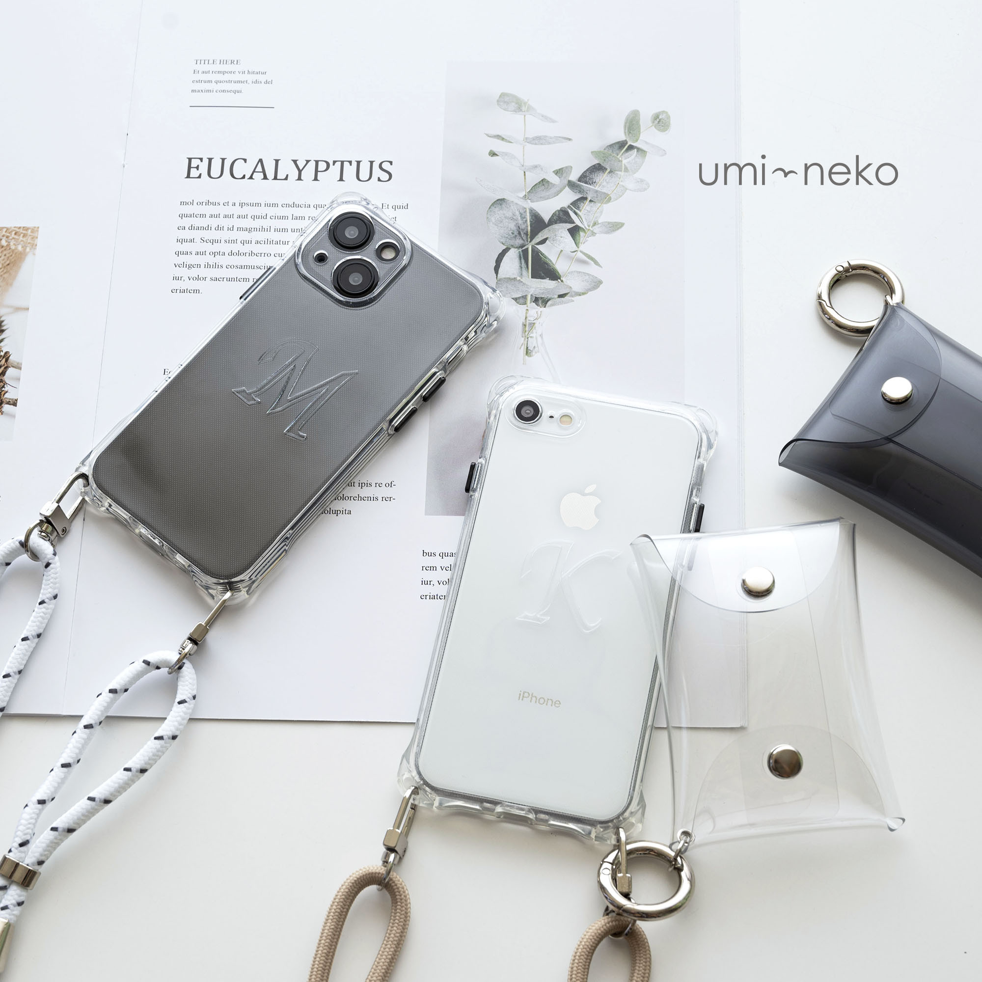 iPhone限定 クリア ポーチ＆HM ストラップ付 【 TPUクリアケース