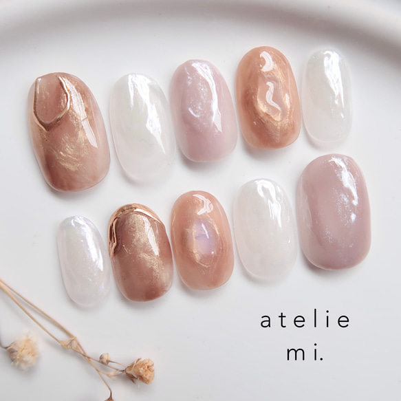 ネイルチップ　ニュアンスネイル　うるうる　ブライダル　花嫁　成人式　春　夏 うるうるnuance nail*成人式 ブライダルネイル 前撮り 卒業式 着物