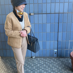 麻/リネン100%透けにくい体型カバーTブラウス（ベージュ/半袖・長袖・クルーネック・Vネック） 8枚目の画像