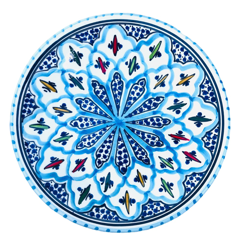 チュニジア・北アフリカ伝統万能絵付皿 24cm 平皿サークル 地中海