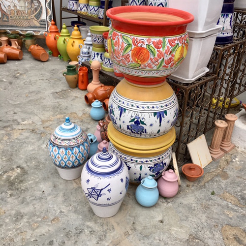 チュニジア・北アフリカ伝統万能絵付皿 24cm 平皿サークル 地中海