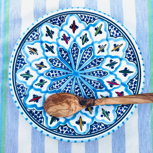 チュニジア・北アフリカ伝統万能絵付皿 24cm 平皿サークル 地中海