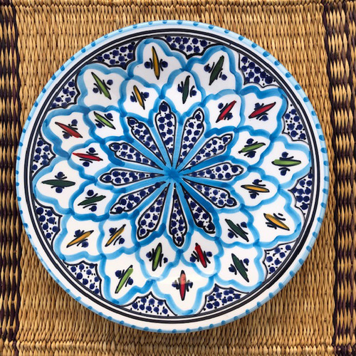 チュニジア・北アフリカ伝統万能絵付皿 24cm 平皿サークル 地中海