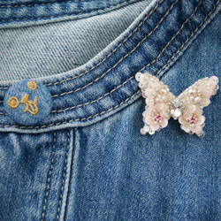 送料無料*॰ْ✧ً Ruban couture butterfly(オートクチュール刺繍仕上げの蝶々のブローチ) 5枚目の画像