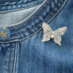 送料無料*॰ْ✧ً Ruban couture butterfly(オートクチュール刺繍仕上げの蝶々のブローチ) 5枚目の画像