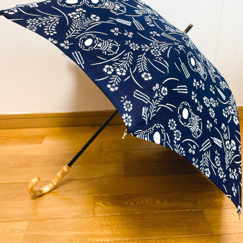 藍染ハンドメイド日傘-