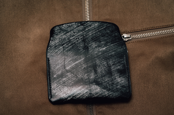 【受注生産】ブライドルレザー ワンポケットカードケース ブラック 7枚目の画像