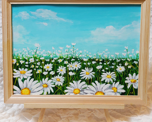 油絵 絵画【マーガレットのお花畑】