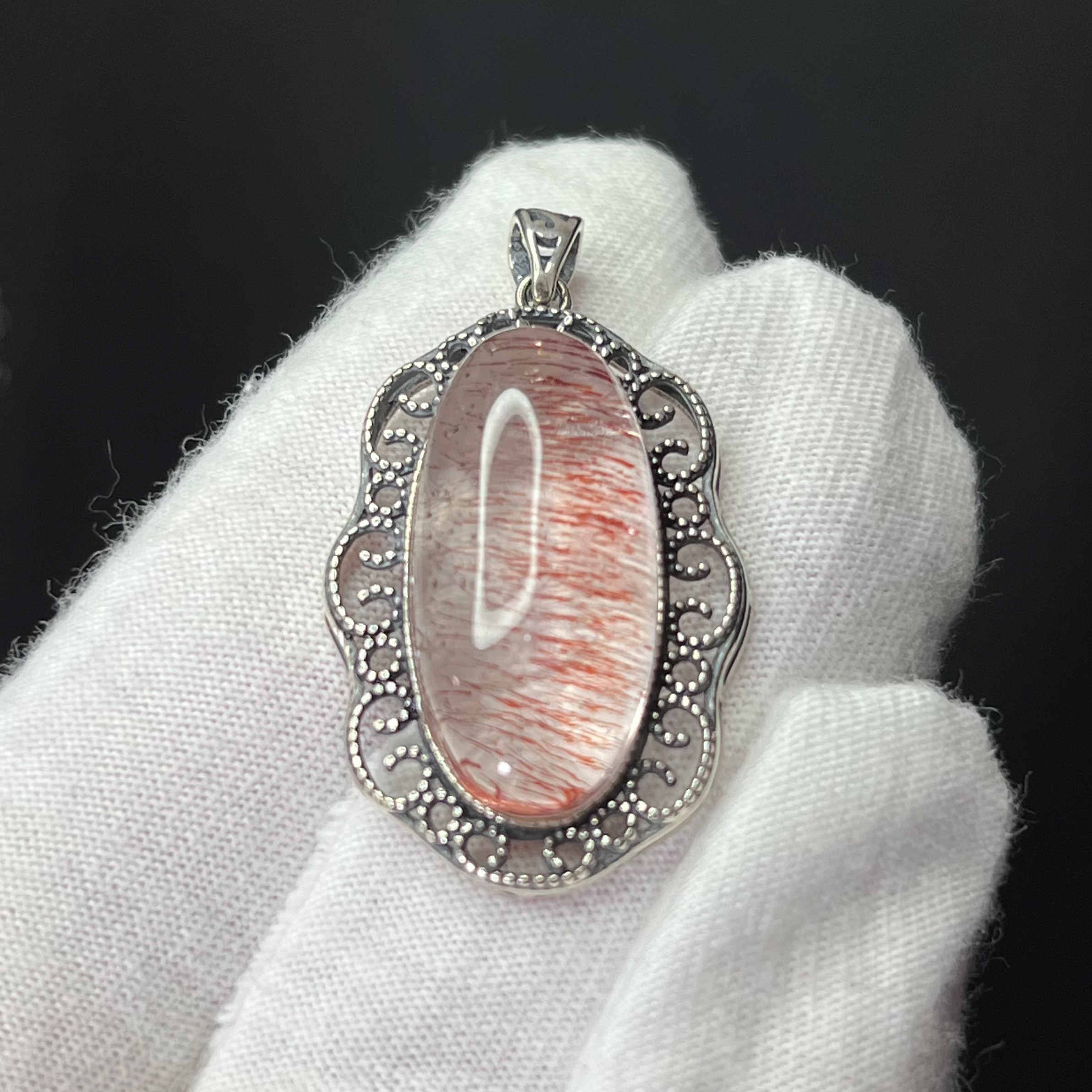 イギリス発送　最上級 SAグレード 天然　レピドクロサイトインクォーツ  ファイアクォーツ　ペンダント