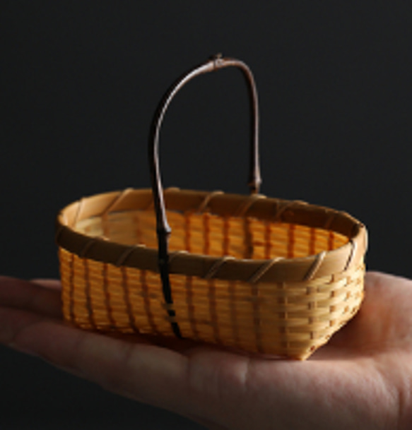手作り竹編み小竹かごミニ竹かご手編みかご収納ケース その他素材