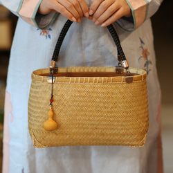 手編みバッグ竹編みバッグハンドバッグ クラッチバッグ 锦禾 通販