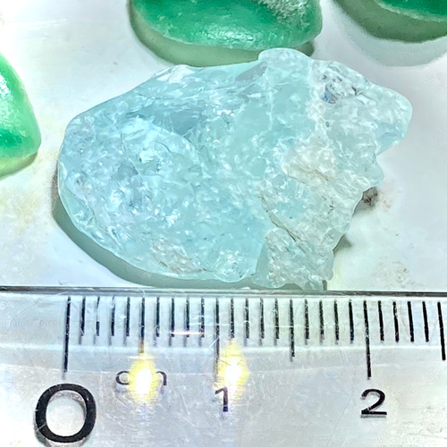 幸せをもたらす】虹入り✨ アクアマリン 原石 ラフストーン その他置物