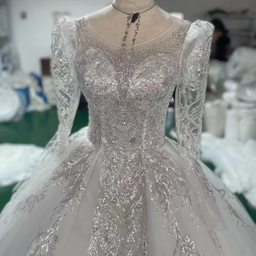高級 ハンドメイド ウエディングドレス ビジュー パール