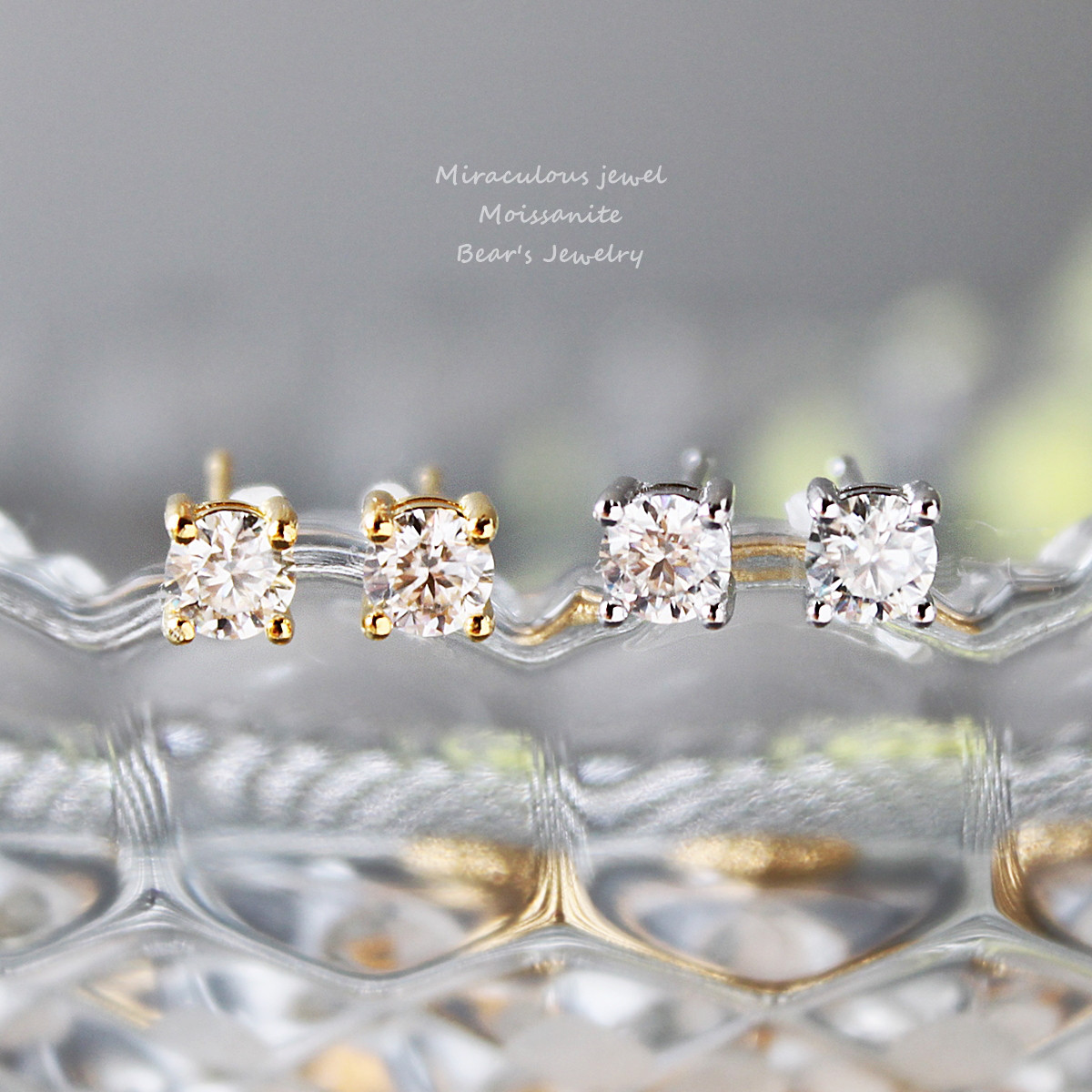 再販】奇跡の宝石 モアサナイトのひと粒ピアス 4mm｜18KGP or SLV925