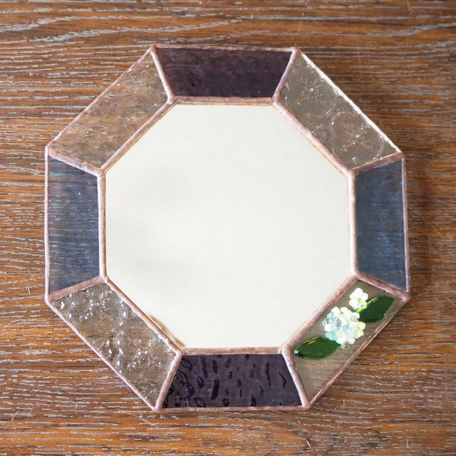 ステンドグラスの紫陽花ミラー