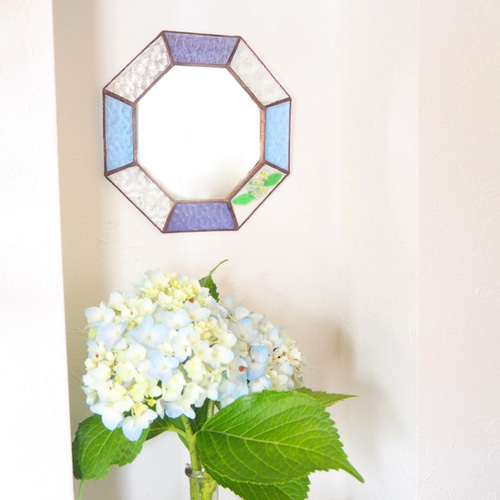 ステンドグラスの紫陽花ミラー その他インテリア雑貨 Unit Glass ステンドグラスの紫陽花ミラー その他インテリア雑貨 Unit Glass