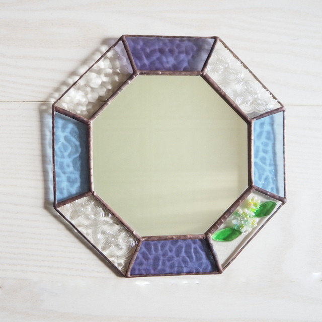 ステンドグラスの紫陽花ミラー