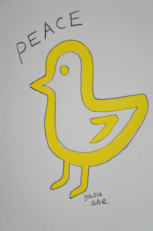 原画『PEACE』水彩イラスト　＊木製額縁入り 3枚目の画像