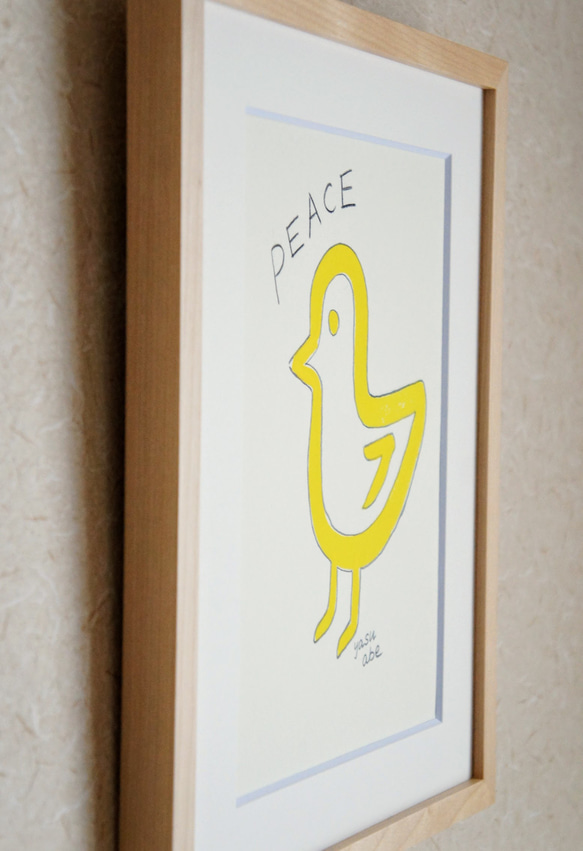原画『PEACE』水彩イラスト　＊木製額縁入り 2枚目の画像