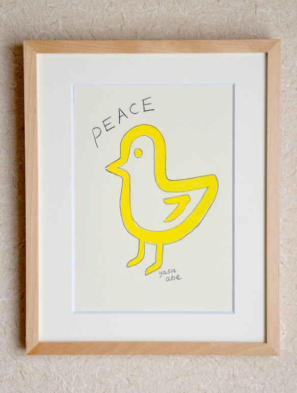 原画『PEACE』水彩イラスト　＊木製額縁入り 1枚目の画像