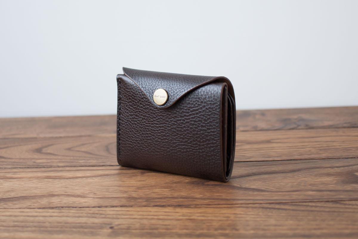 イタリア製牛革のコンパクト財布２ ／ チョコ※受注製作