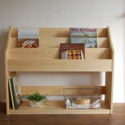 ホワイトオーク無垢材 絵本棚＊幅90cm 大容量 ラージサイズ 本棚・絵