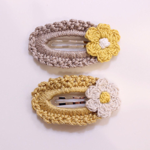 お花のヘアピン/ヘアクリップ/ベビーヘアクリップ/編み物 雑貨