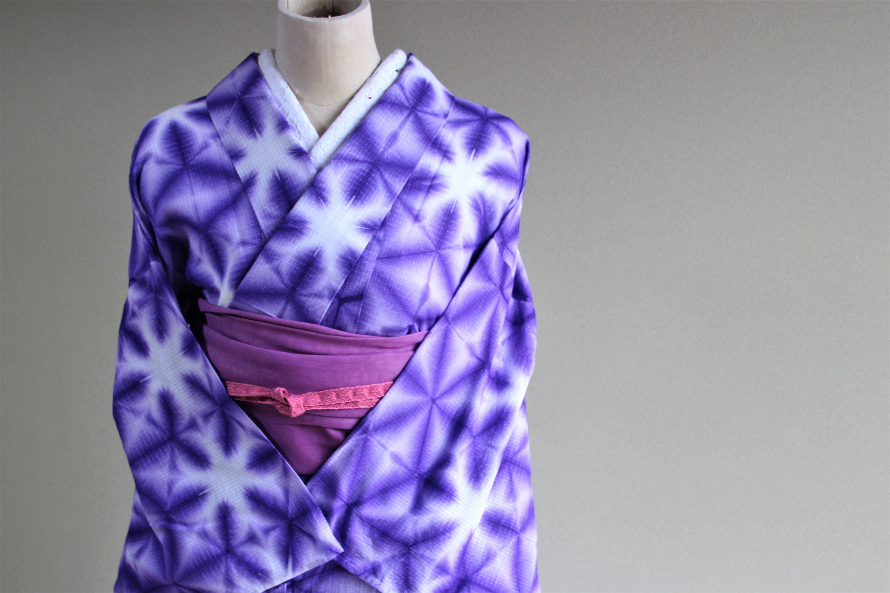 現代 有松鳴海絞 浴衣 【紫】雪花絞り 大胆な柄が大人の雰囲気 ...