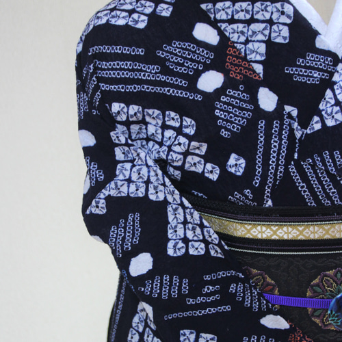 ◇有松鳴海絞 浴衣◇【濃紺 赤 青】花つなぎの古典柄が普遍的で